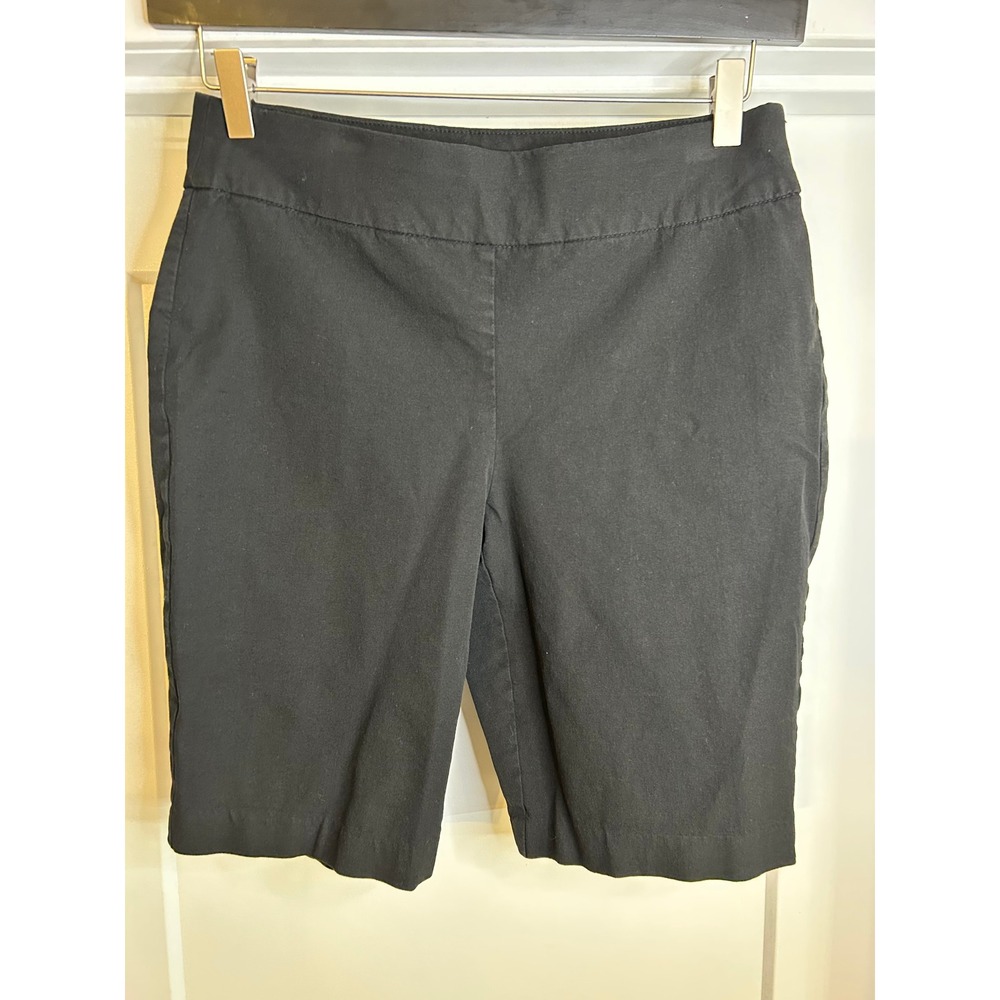 Chicos So Slimming Black Shorts Womens Size 0.5 Short Cotton Blend Pull On 9.5in
